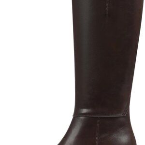Knee High Boots for Women 2025 Low Heel Square Toe Flat Boots with Side Full Zip